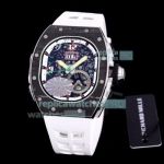 Replica Richard Mille 62-01 Tourbillon Vibrating Alarm ACJ Replica Watch White Rubber Band